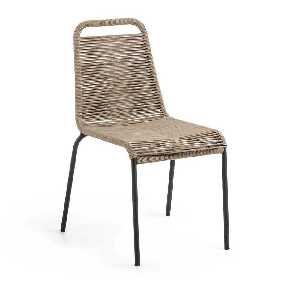 Wohnen Stuhl aus Kordelgeflecht in Hellbraun - Fedora (4er Set)