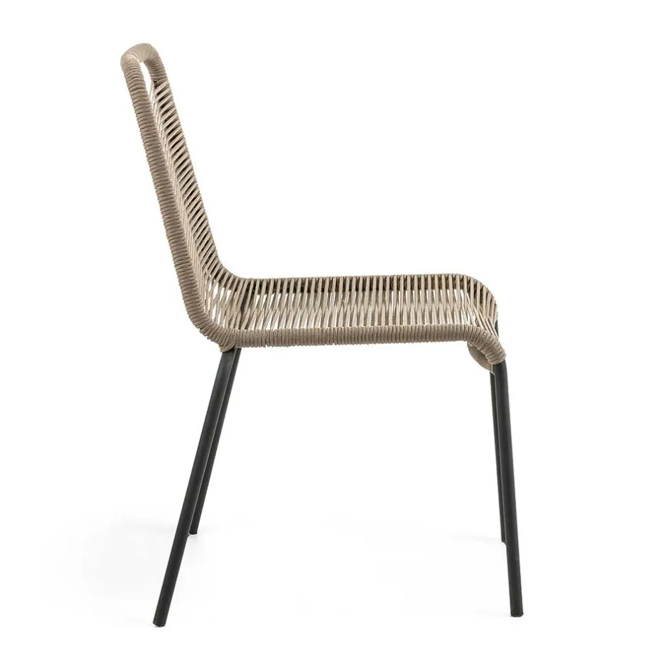 Wohnen Stuhl aus Kordelgeflecht in Hellbraun - Fedora (4er Set)