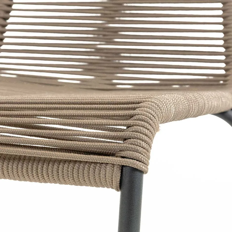 Wohnen Stuhl aus Kordelgeflecht in Hellbraun - Fedora (4er Set)