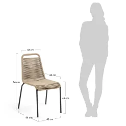 Wohnen Stuhl aus Kordelgeflecht in Hellbraun - Fedora (4er Set)