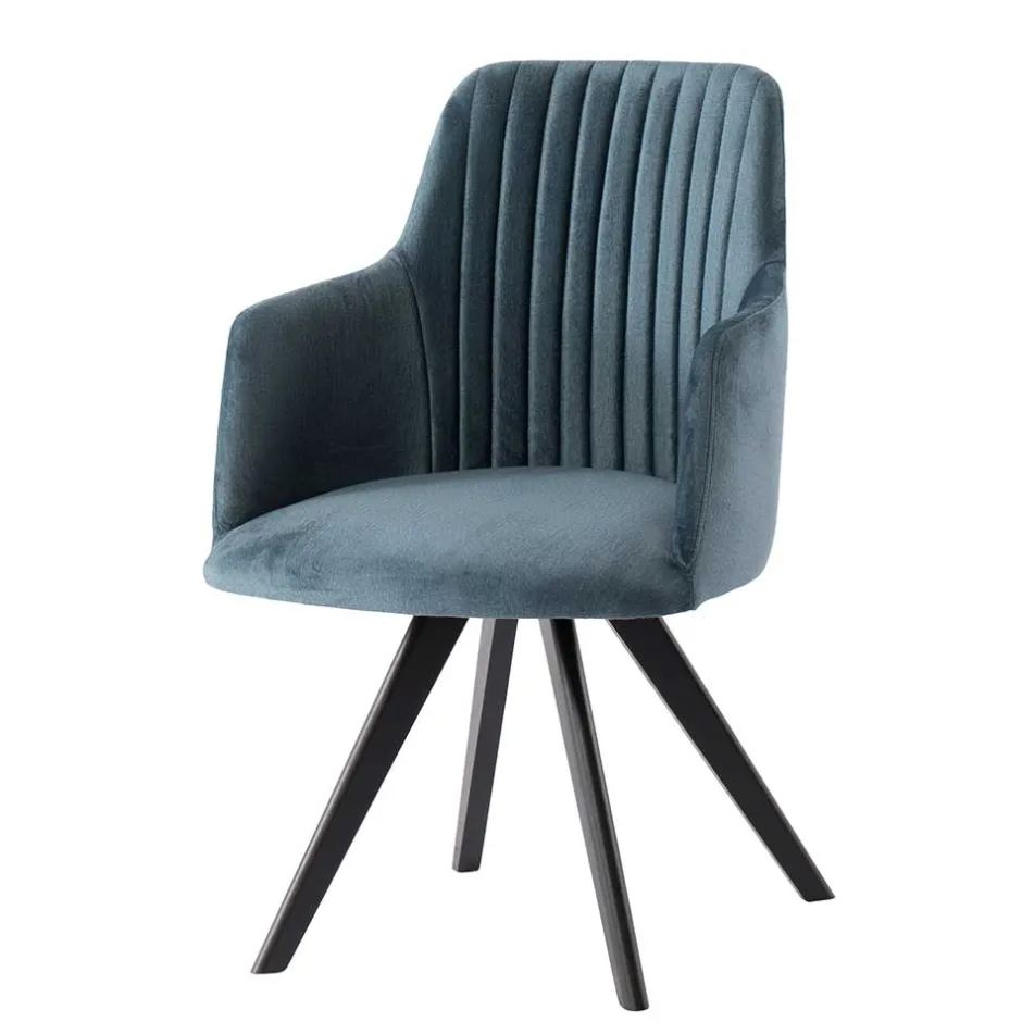 Wohnen Stuhl mit Armlehnen in Blau Webstoff - Romance