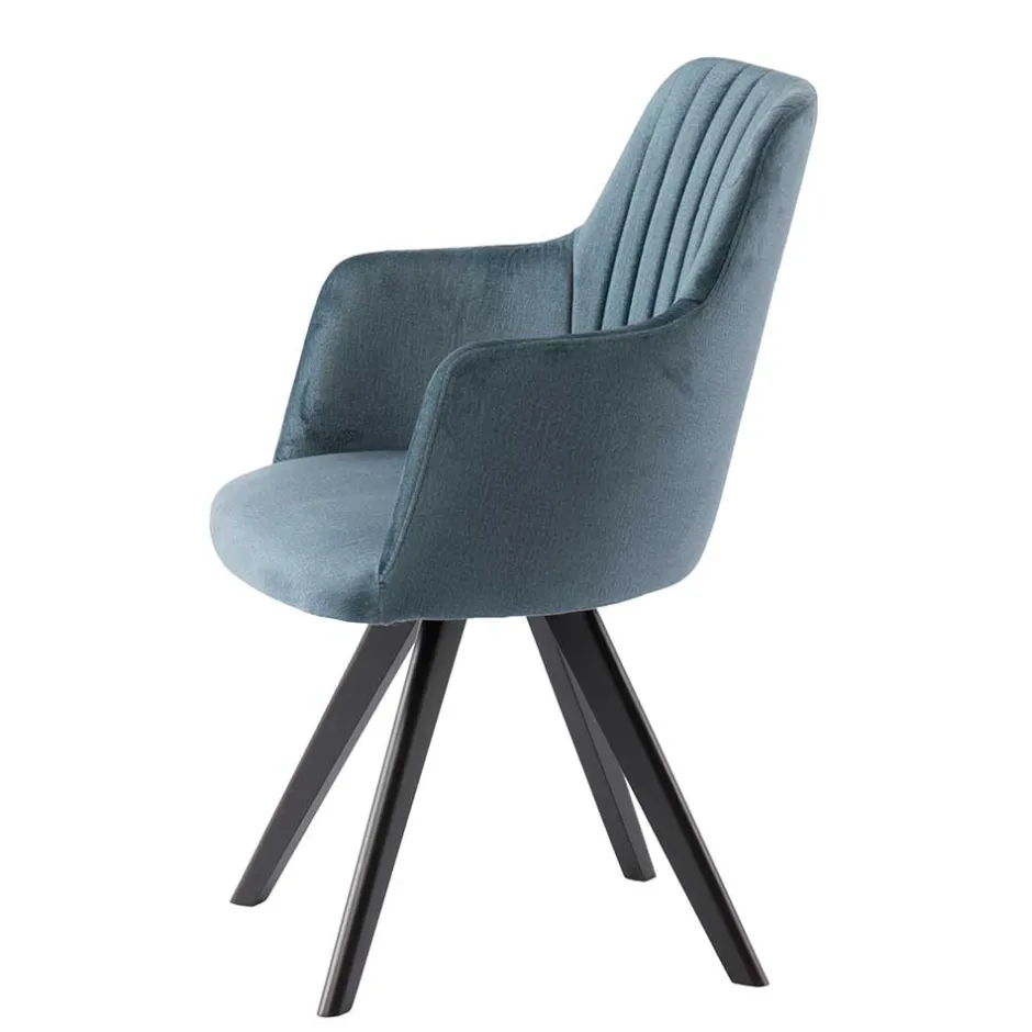 Wohnen Stuhl mit Armlehnen in Blau Webstoff - Romance