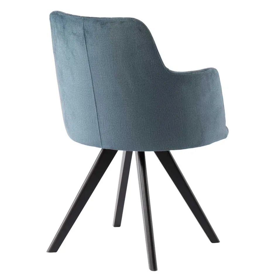 Wohnen Stuhl mit Armlehnen in Blau Webstoff - Romance