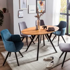 Wohnen Stuhl mit Armlehnen in Blau Webstoff - Romance