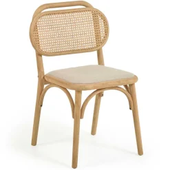 Stuhl mit Wiener Geflecht & Stoffsitz Beige - Fiorenza (2er Set)^Wohnen Outlet