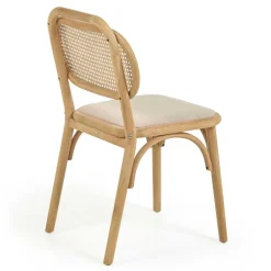 Stuhl mit Wiener Geflecht & Stoffsitz Beige - Fiorenza (2er Set)^Wohnen Outlet