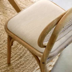 Stuhl mit Wiener Geflecht & Stoffsitz Beige - Fiorenza (2er Set)^Wohnen Outlet