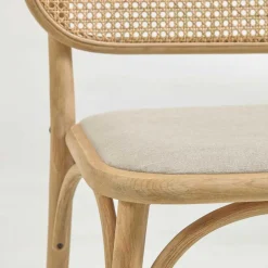 Stuhl mit Wiener Geflecht & Stoffsitz Beige - Fiorenza (2er Set)^Wohnen Outlet