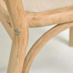 Stuhl mit Wiener Geflecht & Stoffsitz Beige - Fiorenza (2er Set)^Wohnen Outlet