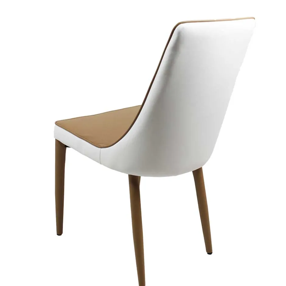 Wohnen Stuhlgrupppe in Weiß & Braun - Cynthia (fünfteilig)