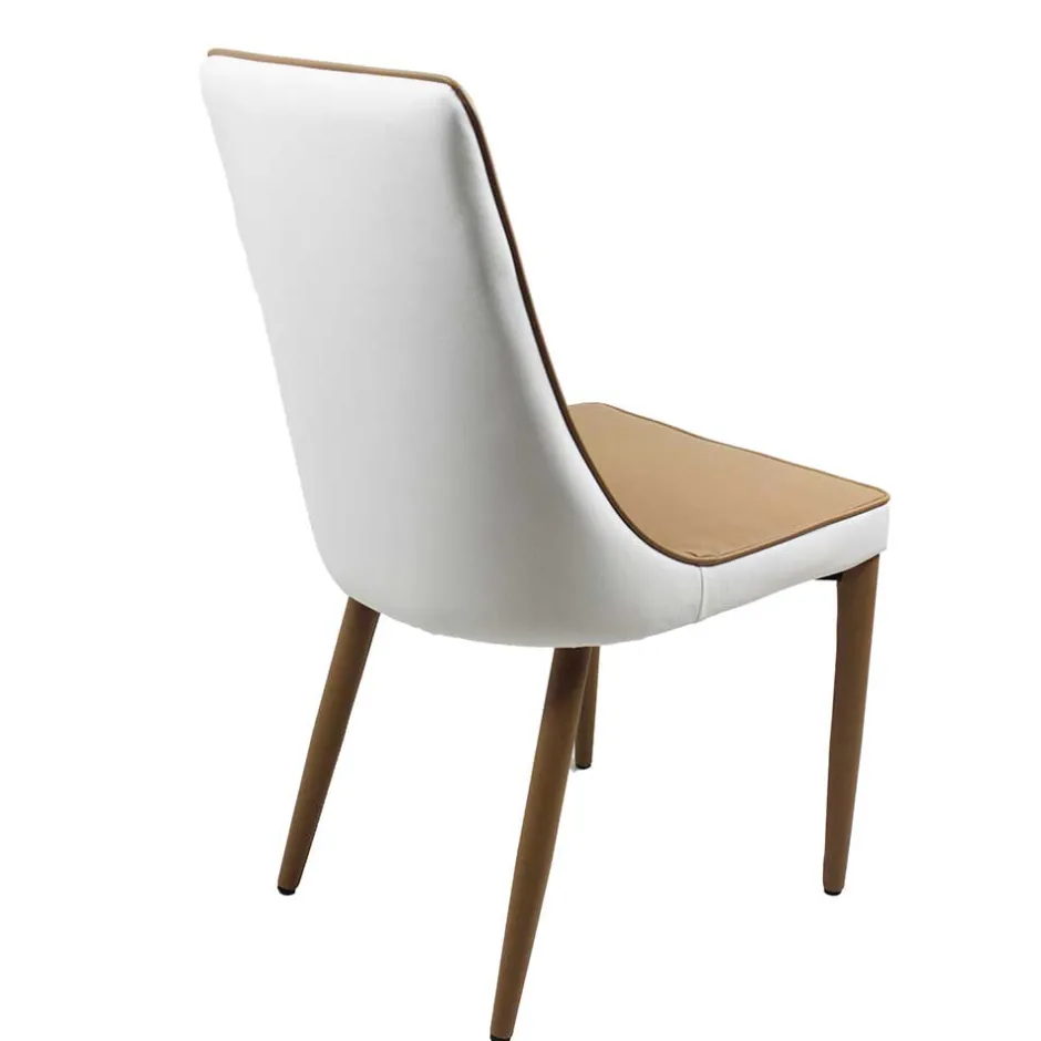 Wohnen Stuhlgrupppe in Weiß & Braun - Cynthia (fünfteilig)