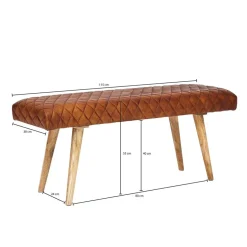 Wohnen Stylische Lederbank mit Rautensteppung - Barrena