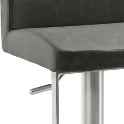 Wohnen Stylischer Barstuhl in Schwarzgrau Kunstleder - Wroniko