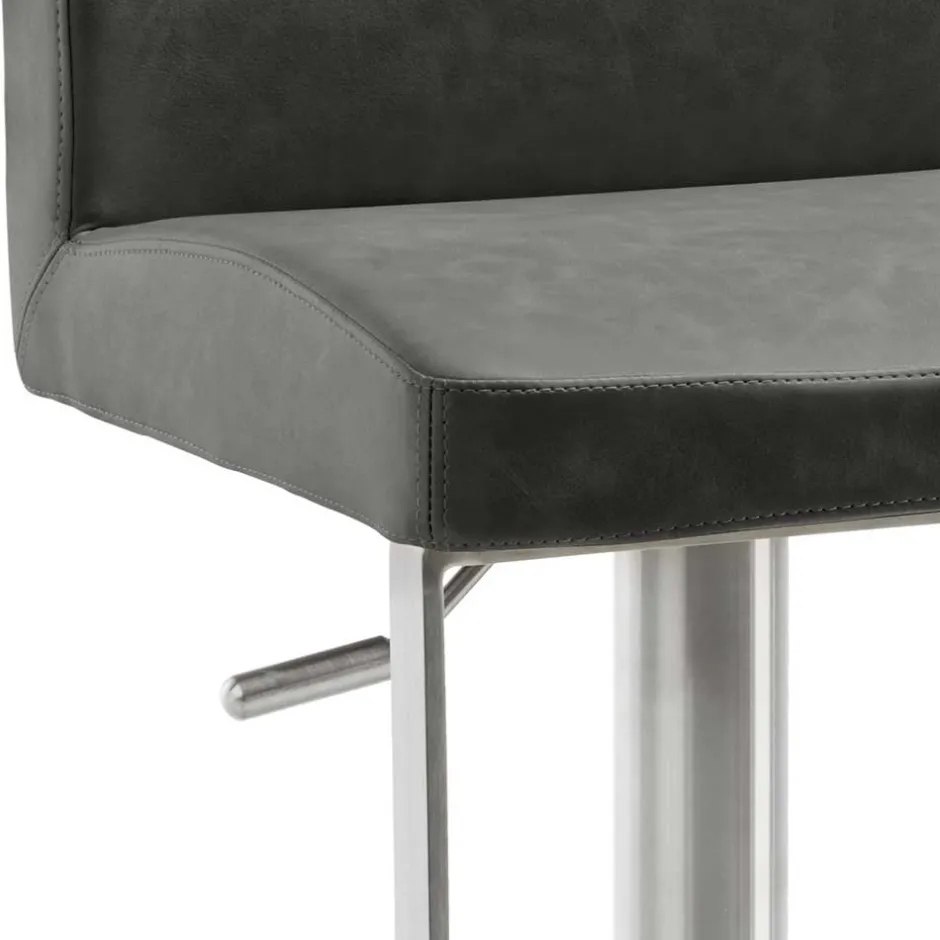 Wohnen Stylischer Barstuhl in Schwarzgrau Kunstleder - Wroniko