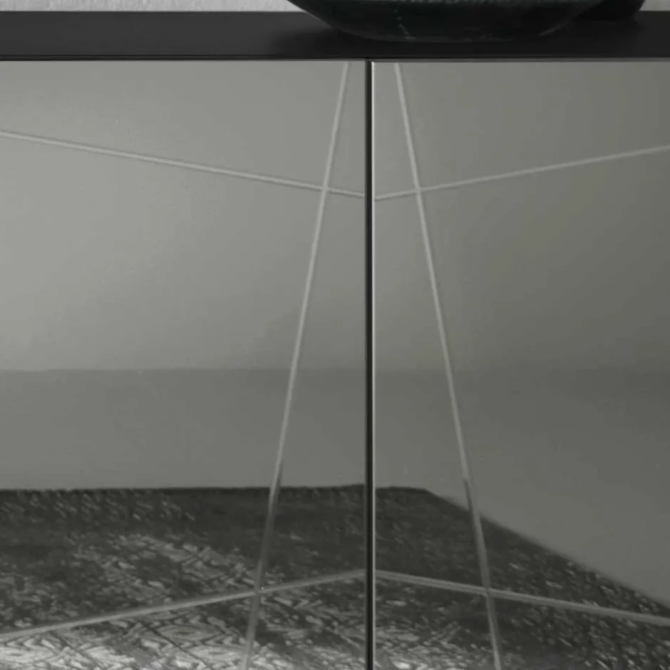 Stylisches Sideboard mit Spiegel Front in Rauchgrau - Odangelo^Wohnen Discount