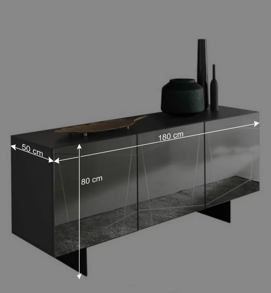 Stylisches Sideboard mit Spiegel Front in Rauchgrau - Odangelo^Wohnen Discount