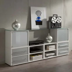 Stylisches Stauraum Möbel in Weiß & Silber - Imtrador^Wohnen Online