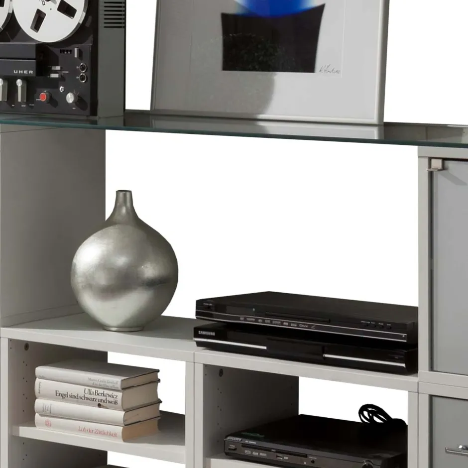 Stylisches Stauraum Möbel in Weiß & Silber - Imtrador^Wohnen Online