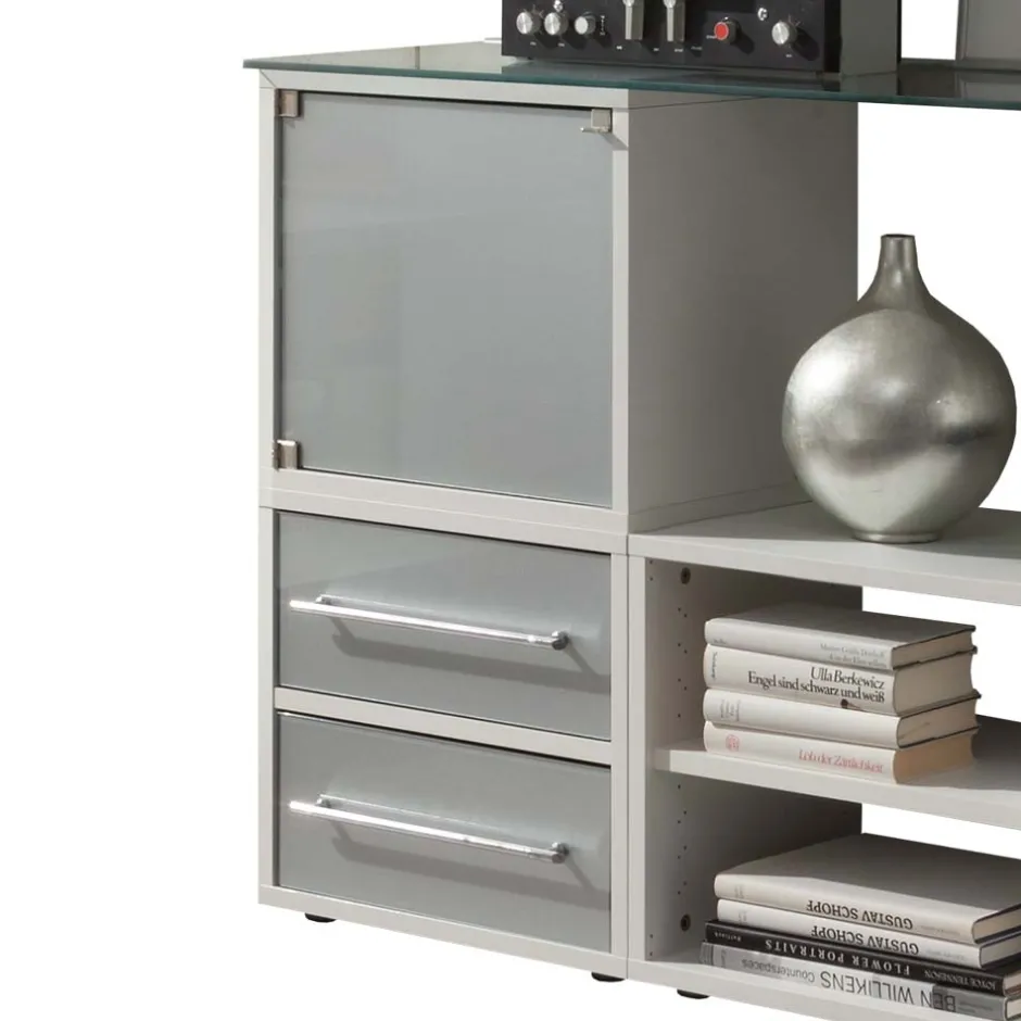 Stylisches Stauraum Möbel in Weiß & Silber - Imtrador^Wohnen Online