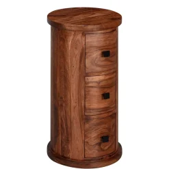 Säulenkommode aus Mangoholz mit drei Schubladen - Active^Wohnen Outlet