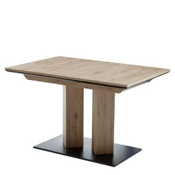 Wohnen Säulentisch in Wildeiche Optik & Schwarz - Annimo