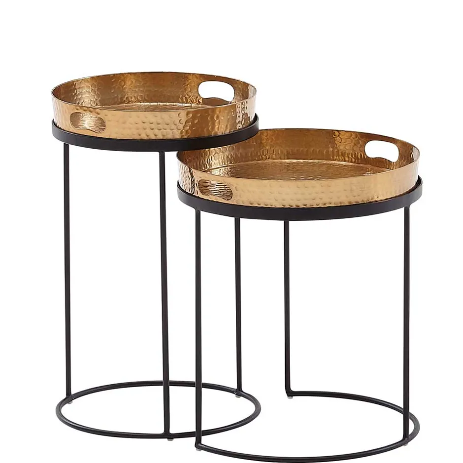 Tablett Beistelltische in Gold - Jucaras (zweiteilig)^Wohnen Outlet