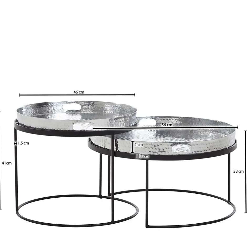 Tablett Couchtische in Silber - Astuto (zweiteilig)^Wohnen Hot