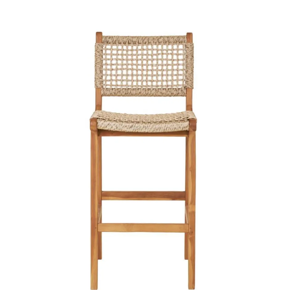Wohnen Teak Barstühle mit Kordelgeflecht - Merlan