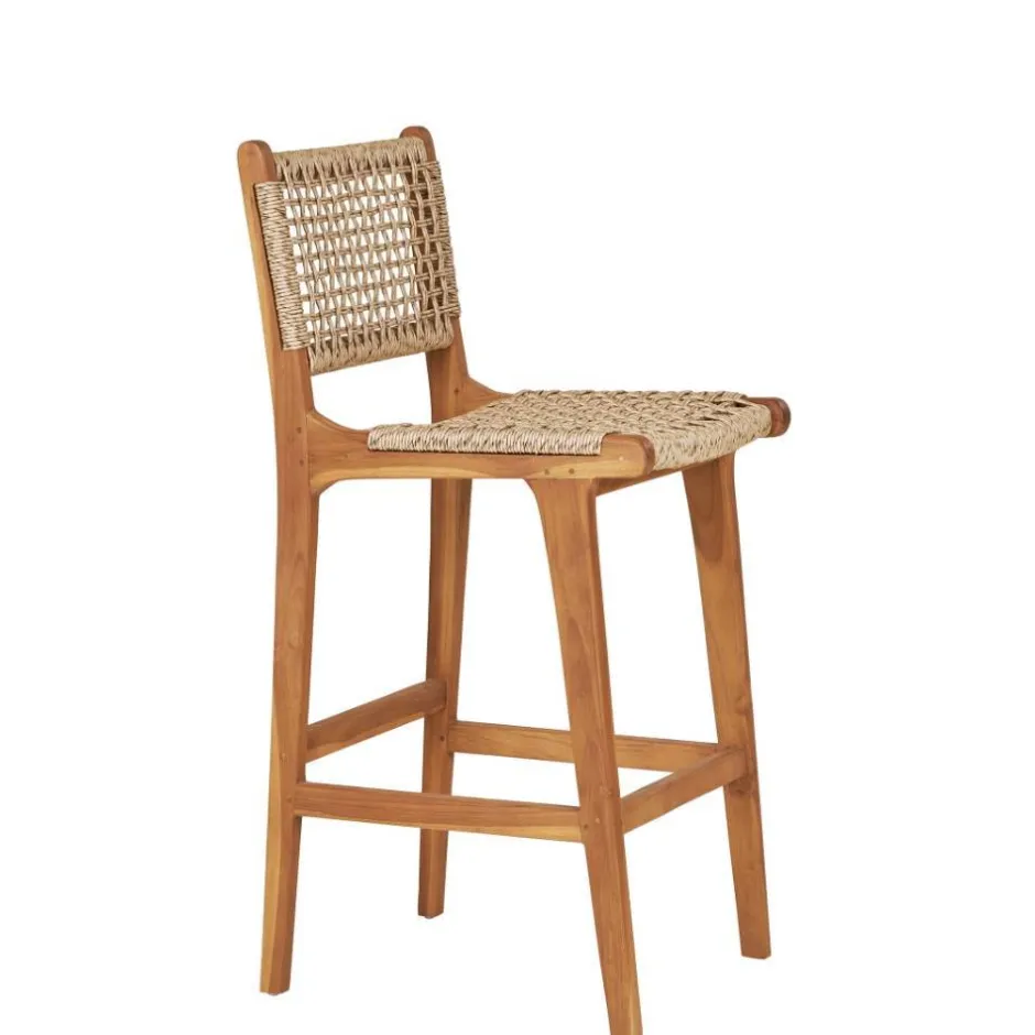 Wohnen Teak Barstühle mit Kordelgeflecht - Merlan