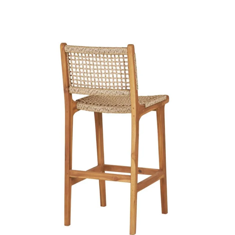 Wohnen Teak Barstühle mit Kordelgeflecht - Merlan