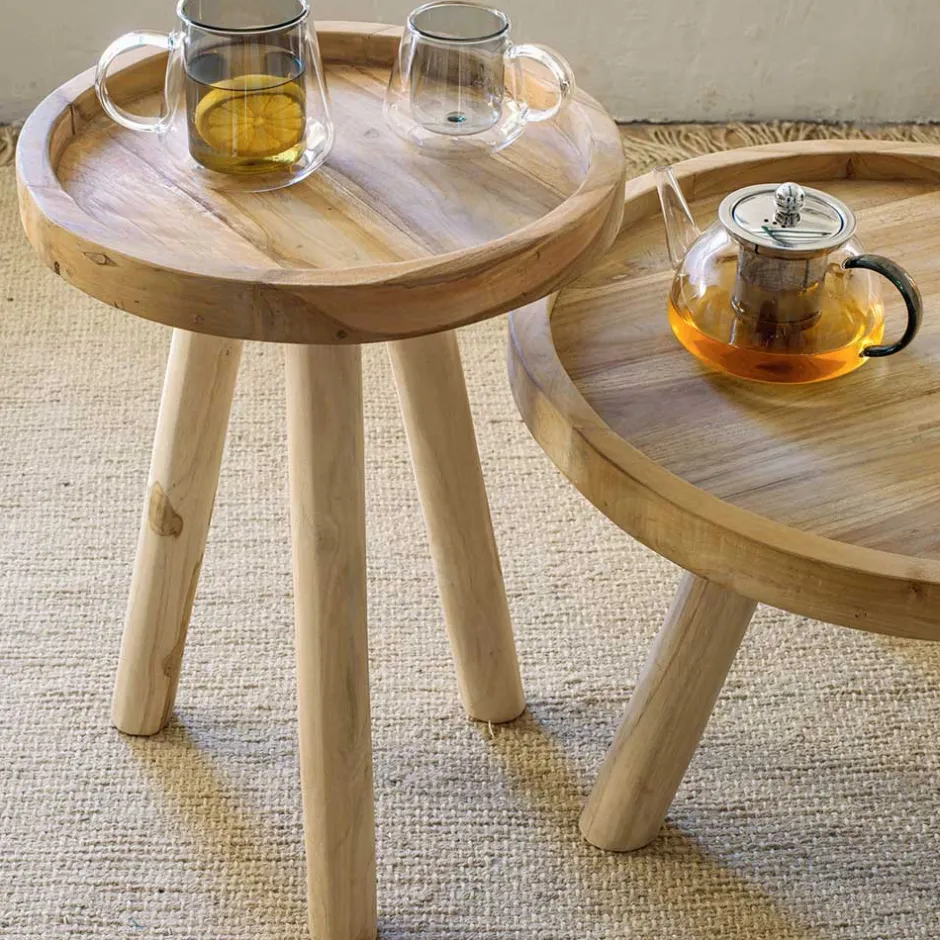 Wohnen Teak Couchtisch mit Drei-Bein-Gestell - Marcel