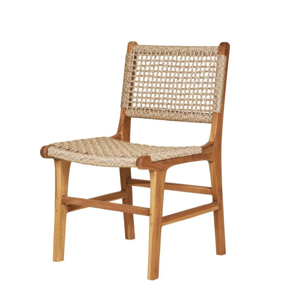 Wohnen Teak Holzstühle mit Kordelgeflecht - Merlan (2er Set)