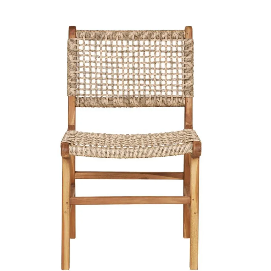 Wohnen Teak Holzstühle mit Kordelgeflecht - Merlan (2er Set)