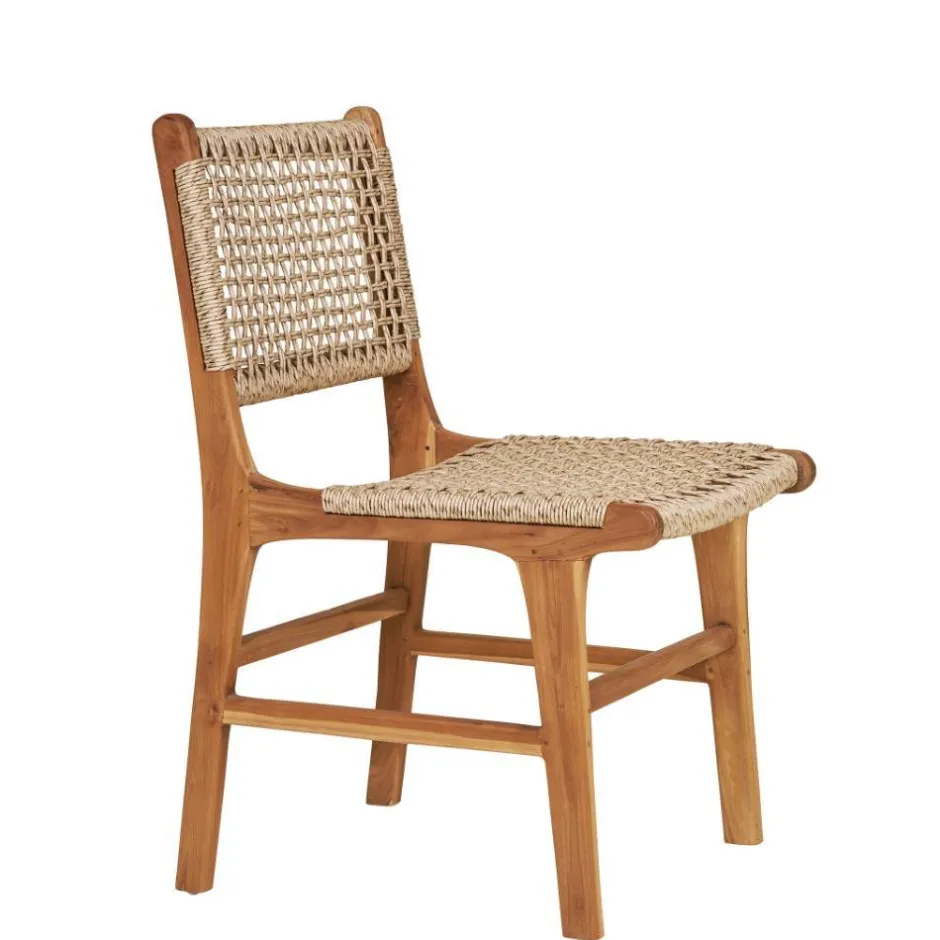 Wohnen Teak Holzstühle mit Kordelgeflecht - Merlan (2er Set)