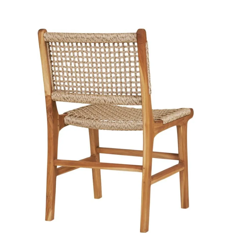 Wohnen Teak Holzstühle mit Kordelgeflecht - Merlan (2er Set)