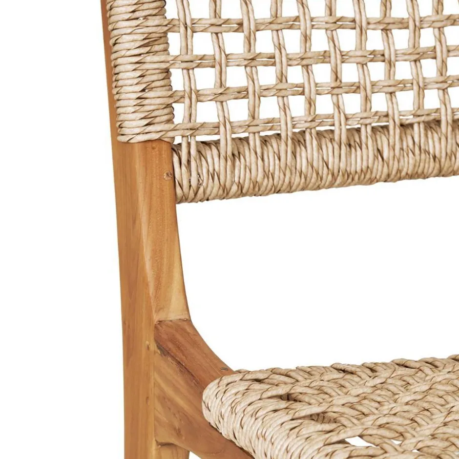 Wohnen Teak Holzstühle mit Kordelgeflecht - Merlan (2er Set)