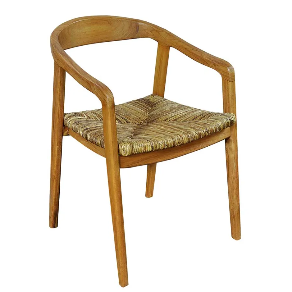 Wohnen Teak Holzstuhl mit Armlehnen - Donabello