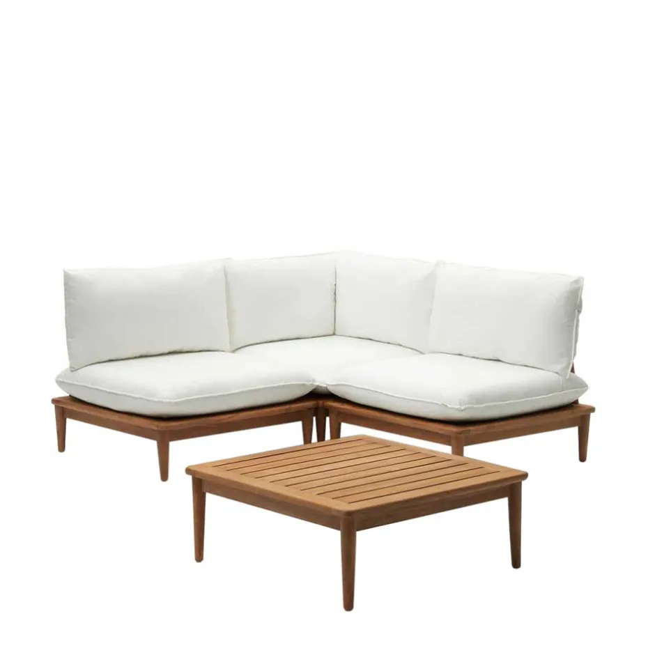 Wohnen Teak Lounge mit Couchtisch Set - Palm (vierteilig)