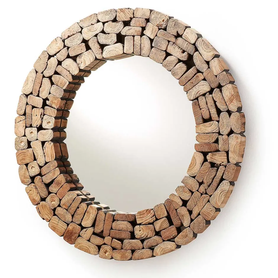 Wohnen Teak Spiegel Polcadaz mit Mosaik Holz Rahmen