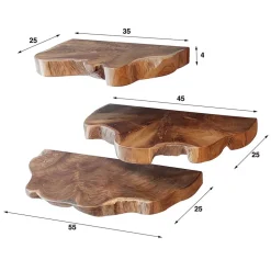 Teak Wandboard Trio mit Naturkanten - Matthis (dreiteilig)^Wohnen Online