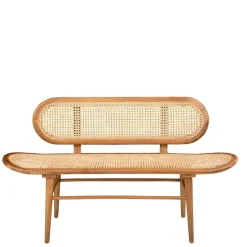 Teak Wohnraum Bank mit Wiener Geflecht - Feliana^Wohnen Online