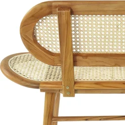 Teak Wohnraum Bank mit Wiener Geflecht - Feliana^Wohnen Online