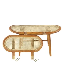 Teak Wohnraum Bank mit Wiener Geflecht - Feliana^Wohnen Online