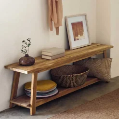 Wohnen Teakholz Bank mit Ablageboden - Romitella