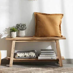 Wohnen Teakholz Bank mit Ablageboden - Romitella