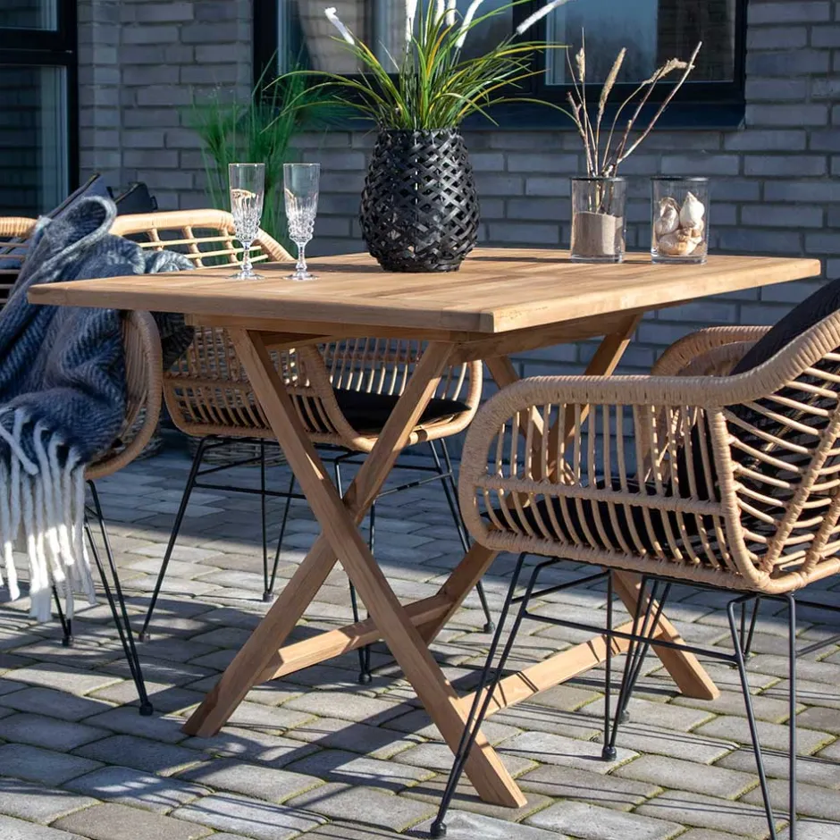 Wohnen Teakholz Garten Klapptisch in 120x80 cm - Vienna