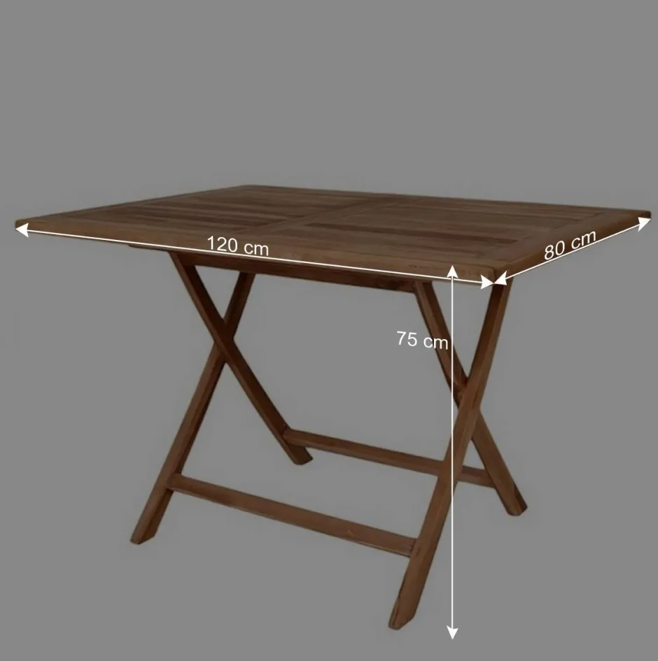 Wohnen Teakholz Garten Klapptisch in 120x80 cm - Vienna