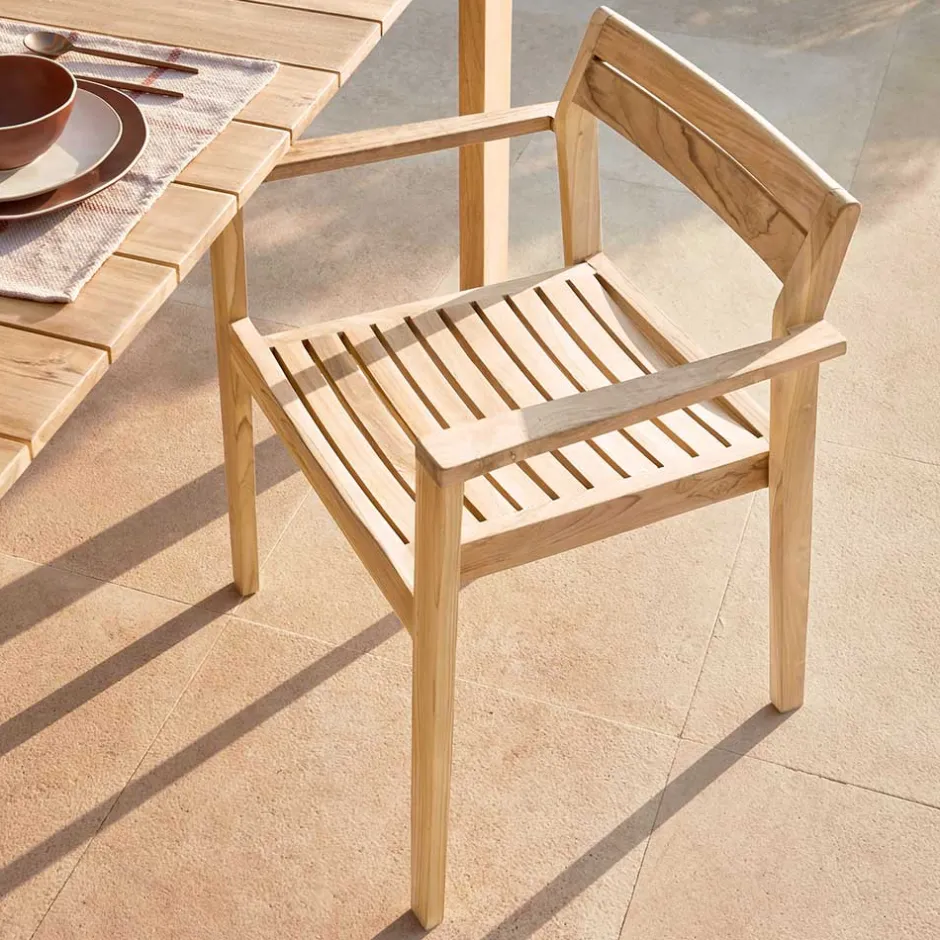 Wohnen Teakholz Gartenstühle naturbelassen - Ginhopa (6er Set)