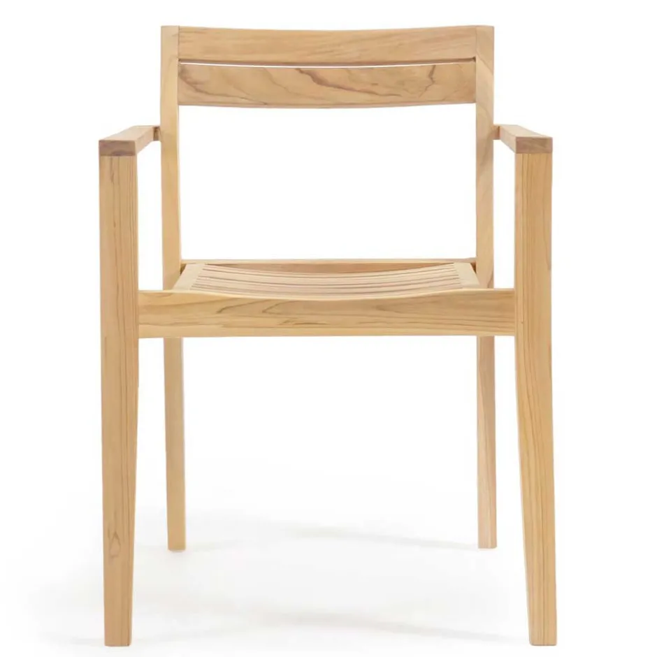 Wohnen Teakholz Gartenstühle naturbelassen - Ginhopa (6er Set)