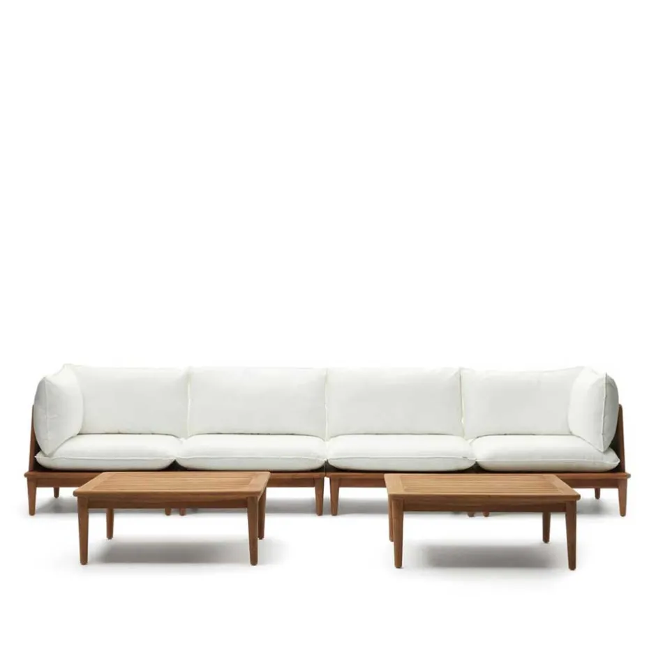 Teakholz Lounge modular & 2 Couchtische - Palm (sechsteilig)^Wohnen New